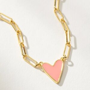 Hot Pink Enamel Heart Necklace